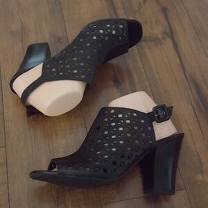 Franco Sarto ‎ - Monogram Open Toe Slingbacks